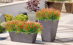 obbsie 36 Bundles Artificial Plants Outdoor, 18.2" UV Resistant Faux Monkey Grass Greenery Stems No Fade Faux Plastic Flowers Shrubs for Home Weddings Garden Porch Front Patio Office Decor - Red