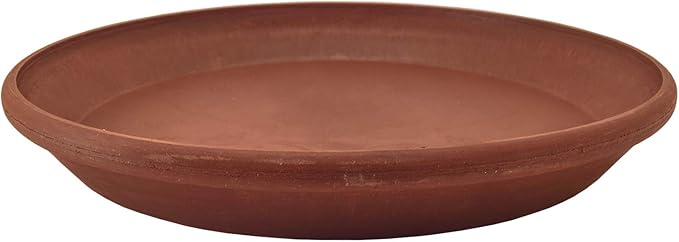 PSW Pot Collection AP25TC 10-inch Plastic/Stone/Wood Composite Plant Saucer Drip Tray – No Drainage Hole (Drillable), Indoor/Outer Water Tray, Terra Cotta Color