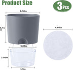 Oliz 6.3 Inch Self Watering Planter Pots for Indoor Plants, 3 Packs African Violet Pots with Wick Rope and Visible Reservoir Self Watering Planter for Herb, Houseplants