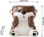 DIYOMR Cute Animals Planter, Mini Ceramic Cartoon Animal Shaped Succulent Flower Pot Indoor Air Plants Holder, Smooth Shiny Decorative Flower Cactus Planter - Plants Not Included (Otter)