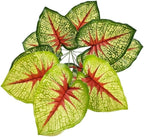 Artificial Caladium Plant with Red and Green Leaves, Red Leaf Artificial Plants Decoration Simulated Bonsai Potted Decor Home Room Party Wedding Office Floor (Yellow(No Flowerpot), 60cm)