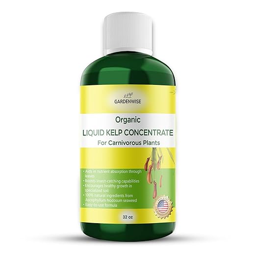 GARDENWISE Organic Premium Kelp Seaweed Fertilizer: Indoor Plant Fertilizer & Carnivorous Plant Food for Venus Flytraps, Sundews, Drosera Capensis,Pitcher Plants,Butterworts & Other (32 OZ)