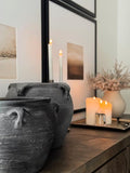 Handle Pottery 12 Inch Ceramic Jar, Vintage Inspired Decorative Pot with Dual Handles for Flowers, Storage, or Display