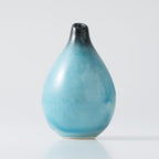 Wazakura Minoyaki Ceramic Small Ikebana Flower Bud Vase Made in Japan, Handpainted Floral Arrangement Pottery Supplies - Drop Shaped SkyBlue Vase