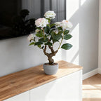 TOARTi Artificial Camellia Potted Plant with Stone Pot, 20" Tall Fake Potted Flowers Faux Desk Plant, Realistic Decorative Plants Indoor Decor for for Home Bedroom Bathroom Office Desk