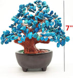 Colorsheng 7 Inch Quartz Crystal Money Tree Bonsai Feng Shui Gem Decoration for Wealth and Luck (Blue)