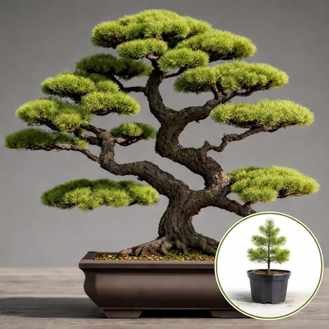 Douglas Fir Bonsai Tree Seedling (1 Year Old) – Pseudotsuga menziesii – Live Evergreen Starter for Bonsai Training – Hardy Indoor/Outdoor Mini Tree