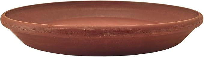 PSW Pot Collection AP25TC 10-inch Plastic/Stone/Wood Composite Plant Saucer Drip Tray – No Drainage Hole (Drillable), Indoor/Outer Water Tray, Terra Cotta Color