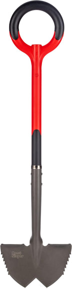 Root Slayer 22611 Serrated Garden Edger for Landscaping, Soil Cutting, and Clean Lawn Borders, Steel Tool, Red