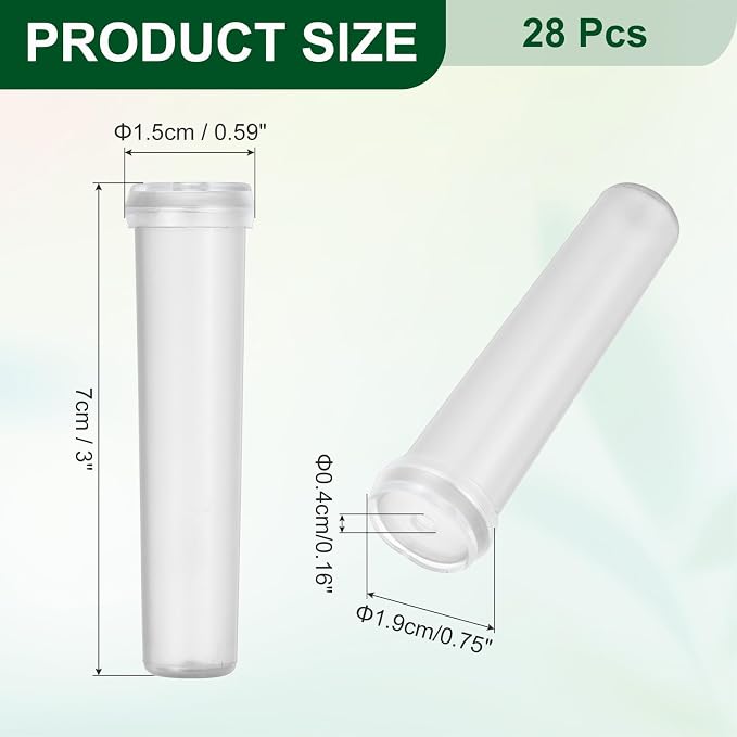MECCANIXITY 60 Pcs Floral Water Tubes, 3 Inch Clear Flower Water Tubes Floral Vials with Plastic Caps for Fresh Flowers Arrangement Decor Milkweed Cutting Florist Supplies, Transparent
