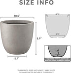 Kante 10 Inch Dia Round Concrete Planter, Indoor Outdoor Large Plant Pot with Drainage Hole and Rubber Plug for Home Patio Garden, Weathered Concrete