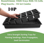 RooTrimmer 3 Inch Square Pots 2.9" Deep 18 Cell Seedling Trays with Water Collection Nursery 1020 Trays No Holes for Seeds Starting and Transplanting (20"x10",10 Sets)