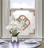 Oairse Artificial White Phalaenopsis Orchid Flower Arrangements Faux Orchid Flower in Silver Pot Orchid Centerpiece for Dining Room Table
