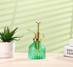 Glass Plant Mister Spray Bottle, 6.5" Green Glass Water Spray Bottle with Gold Top Pump Small Watering Can, Small Plant Sprayer Mister for Indoor Outdoor House, Green+Gold (Green+Gold D)