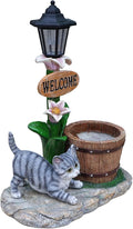 Animal Outdoor Statue Planter Solar Light Welcome Garden Sculpture Resin Flower Pot Decorative Porch Patio Yard Lawn Entryway Figurine with LED Lamp Rustic Plant Holder Ornament Courtyard (F)