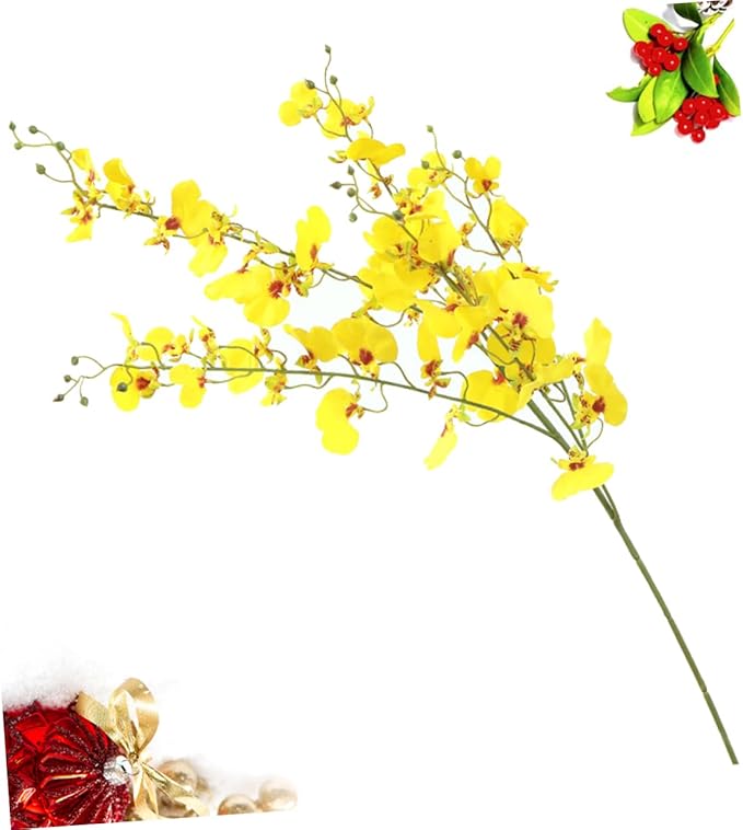 LIOOBO 3 Forks Artificial Dancing Orchid Flower Branches - Decor for Weddings and Living Rooms - Perfect for Floral Arrangements and Indoor Decoration