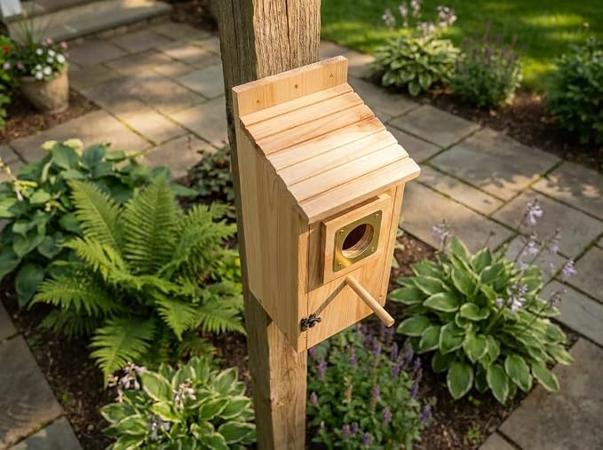 Bird Houses for Outside Clearance with Copper Guard, Pine Bird House Outdoor, Bluebird Finch Swallow Wren Chickadee No Assembly Required, 1 Pack