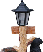 Animal Outdoor Statue Planter Solar Light Welcome Garden Sculpture Resin Flower Pot Decorative Porch Patio Yard Lawn Entryway Figurine with LED Lamp Rustic Plant Holder Ornament Courtyard (D)