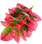 Artificial Caladium Plant with Red and Green Leaves, Red Leaf Artificial Plants Decoration Simulated Bonsai Potted Decor Home Room Party Wedding Office Floor(Rosered(No Flowerpot), 75cm)