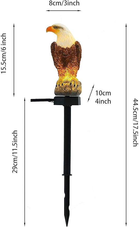 Eagle Figurine Garden Solar Stake Light Eagle Solar Lights Outdoor Decorative Bright Light Eagle Statue for Garden, Lawn, Patio, Yard Decoration（2pack）