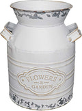 Soyizom Rustic Galvanized Tin Milk Can Decorative White Jug Metal Bucket Flower Pitcher for Farmhouse Decor - Small,7.9"H