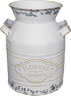 Soyizom Rustic Galvanized Tin Milk Can Decorative White Jug Metal Bucket Flower Pitcher for Farmhouse Decor - Small,7.9"H