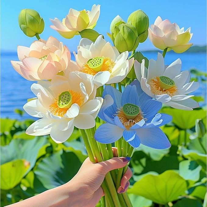 60pcs Mix Bonsai Lotus Seeds for Planting in Water Bowl Lotus Seed Water Lilys Flower Plant for Ponds and Gardens