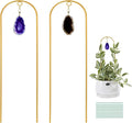 2PCS Small Gold Trellis for Climbing Plants Indoor, Mini Metal Houseplant Climber Support for Potted Plants, Boho Decorative Pot Lattice with Agate for Hoya, Pothos, Ivy, Philodendron