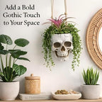 Resin Air Plant Holders,Tilandsia Container,Gothic Skeleton Planter,Halloween Plant Pot,Tillandsia Pot, Skull Table Top Display Planters for Air Plants and Other Mini Plants (White No.2, 7*5*3.2'')
