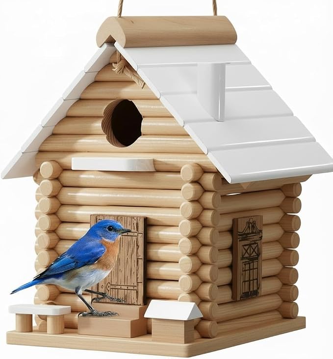 Premium Wooden Lincolnlog Bird House Kit - Birdhouse Kits - Build it Yourself Birdhouse for Adults to Build - Woodworking Adult Crafts & DIY Bird House, Relax Crafts Gifts Wood Projects
