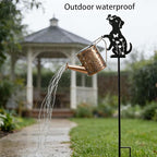 Solar Watering_Can with Light, Outdoor Garden Decoration, Featuring A Metal Dog Statue Garden Stake; Makes A Great Gift for Women, for Outdoor Landscaping, Lawns, and Pathway