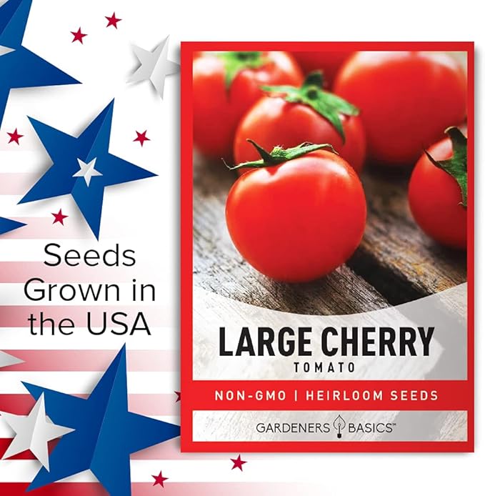 Gardeners Basics, Large Cherry Tomato Seeds for Planting Heirloom Non-GMO Red Cherry Tomato Plant Seeds for Home Garden Vegetables Makes a Great Gift for Gardening
