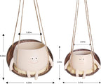 Hanging Swing Chair Planter Pot Smiley Face Planter for Indoor Outdoor Plant Cute Head Resin Flower Pots for String of Pearls Plant Live Unique Gift IdeaI for Mother Day, Christmas (Large)