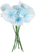 uxcell 8Pcs 11inch Artificial Anthurium Lily Flowers, Permanent Flower Bouquet for Home Arrangements Wedding Festival Decoration Crafts Store Decor Accessories, Light Blue