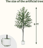6FT Artificial Olive Tree,Artificial Plants Indoor,Faux Olive Tree Indoor with Natural Wood Trunk and Realistic Leaves and Fruits for Home Office Decor
