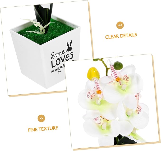 HEALLILY Artificial Orchid Bonsai Plant Faux Phalaenopsis Decoration for Home Office Wedding Table Centerpieces Potted Flower for Lively Indoor Atmosphere