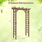 Giantex 7FT Wood Garden Arbor Trellis, Wooden Wedding Arch for Ceremony Party, Outdoor Archway Pergola for Climbing Plants, Pathway, Yard, Garden Decor, Easy Assembly (Dark Brown, 55''W x 85''H)