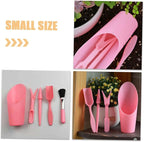 Succulent Planting Tool Set with Transplanter, Small Soil Scoop, Cleaning Brush, and Root Lifter, Pink Gardening Hand Tools Kit for Indoor and Outdoor Plant Care