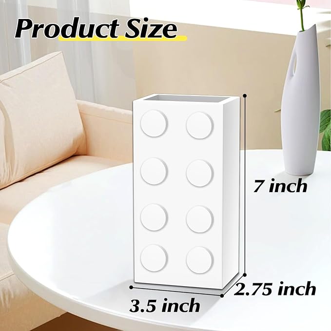 Vase for LEGO 10347 10280 10328 Flowers, for Lego Flower Bouquet Building Set,Display Stand for LegoRoses Cherry Blossom Sunflower Tulips Daffodils Lotus-Gift for Lego Flowers Lover(vase only)-White