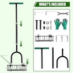 Bigwish 2-in-1 Lawn Aerator Tool with Interchangeable Spike & Plug Core Heads, Manual Lawn Aerator with Adjustable Handle, Heavy Duty Yard Aerator for Soil Loosening Lawn Care Garden Yard