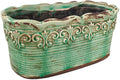 Rectangular Ceramic Orchid Plant Pot French Country Planter Succulent Container Windowsill Planter Decoration (10 Inch Length, Rectangle) (Green)