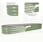 Galvanized Raised Garden Bed - 8x2x1FT Metal Planter Boxes Outdoor | Oval Steel Raised Bed Kit for Gardening with Protective Tape, Bracing Rods, Gloves for Vegetables, Flower, Herb (Green)