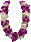 Fresh Hand Made Dendrobium Orchid Lei Purple (Purple with White)