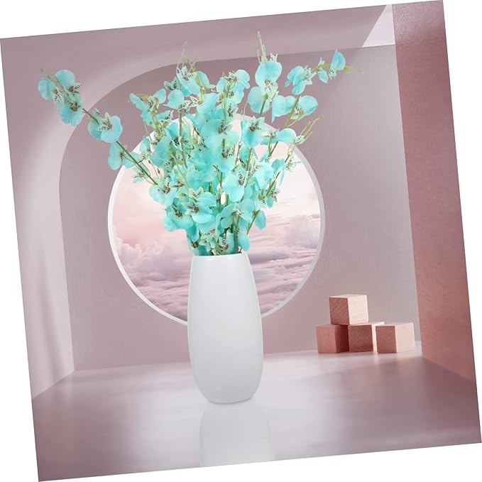 PRETYZOOM 1set Beautiful Silk Orchid Bouquet Vase Decorative Artificial Flowers for Home and Party Decoration for Living Room Bedroom Office