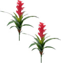 2Pcs Artificial Bromeliad Plants, 18" Fake Hawaiian Ginger Flower,Large Real Touch Faux Tropical Flowers, Lifelike Exotic House Plants for Home Office Indoor Decoration (Pink)
