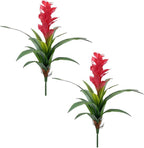 2Pcs Artificial Bromeliad Plants, 18" Fake Hawaiian Ginger Flower,Large Real Touch Faux Tropical Flowers, Lifelike Exotic House Plants for Home Office Indoor Decoration (Pink)