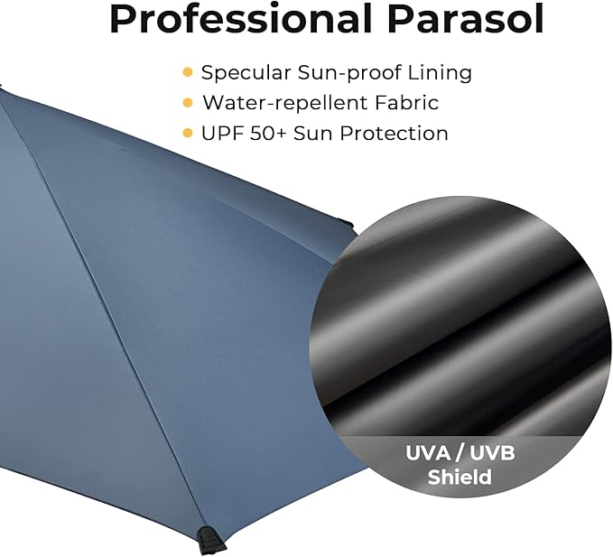G4Free UPF 50+ Adjustable Beach Umbrella XL with Universal Clamp for Chair Stroller Wheelchair Golf Cart Bleacher Patio