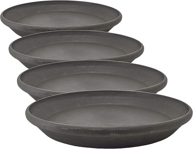 PSW AP35DC Saucer Drip, Durable Water Tray for Indoor and Outdoor Flower Plant Pots and Planters, 14-Inch, Dark Charcoal (Pack of 4)