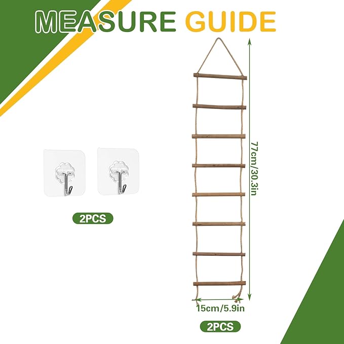 2 PCS Wooden Ladder Plant Trellis for Indoor & Outdoor Climbing Plants, Natural Wood Plant Climbing Support Ladder for Vines, Pothos, Ivy, Monstera (30 x 5.9 Inch)