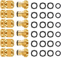 Garden Hose Quick Connector, No-Leak 3/4 Inch GHT Thread Fitting Water Hose Female Adapter and Male Adapter, Heavy-Duty Rust Resistant Brass Water Pipe Connect, Easy to Use (6 Pack ）